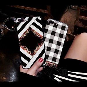 iPhone 10 XS X Slim Case Black White Gold Sparkle